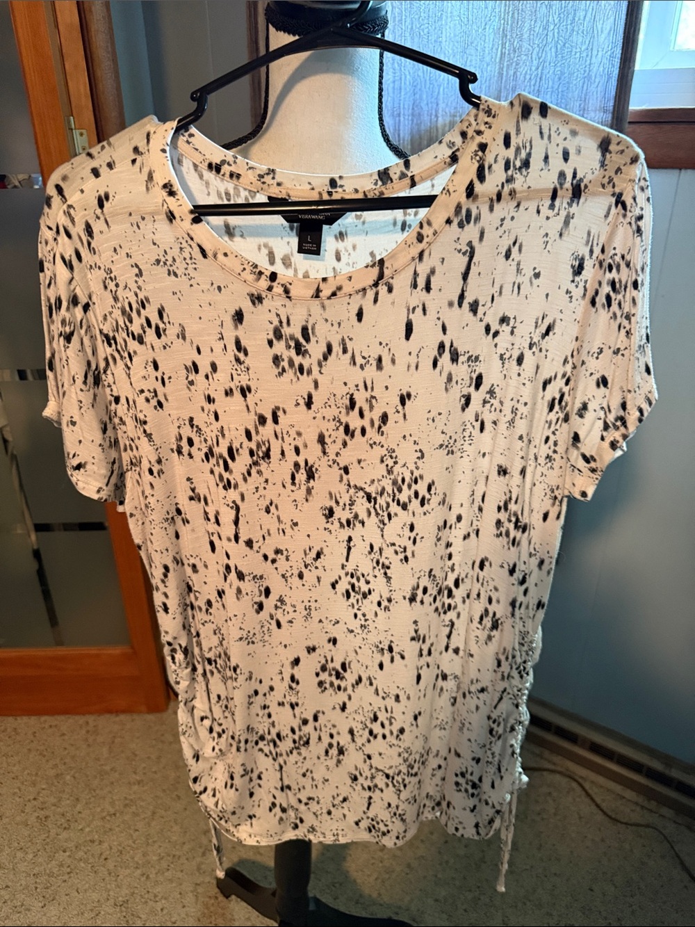 Vera wang Black Speckle Short Sleeve Tee on White